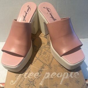 FREE PEOPLE Zoe Platform Made In Italy Slide Sandal Blush Pink EU 40 NEW IN BOX